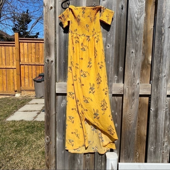 🍋NWT Off the Shoulder Maxi Low High Floral Dress - Picture 7 of 12